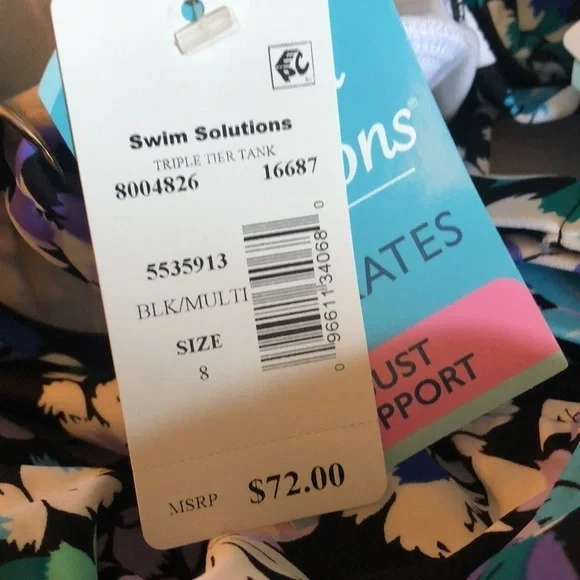 Swim Solutions $72 Dancing Queen Triple Tiered Tankini Swim Top Size 8 - Picture 4 of 4